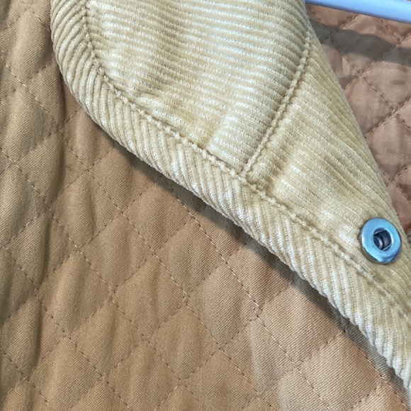 Vintage 90s Talbots yellow quilted jacket with corduroy trim. Preppy casual L - Picture 3 of 8